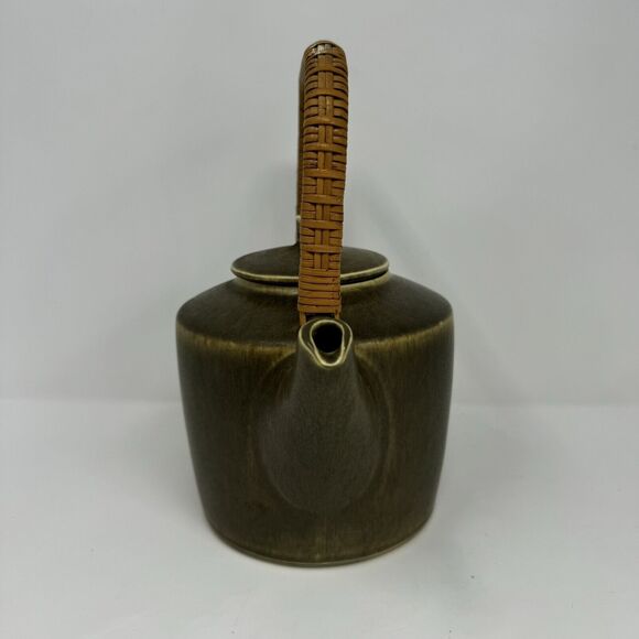 1950s Palshus Frode Bahnsen Danish Pottery Teapot Set Green Signed DLS 1186 - Picture 4 of 16